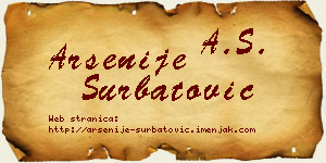 Arsenije Šurbatović vizit kartica